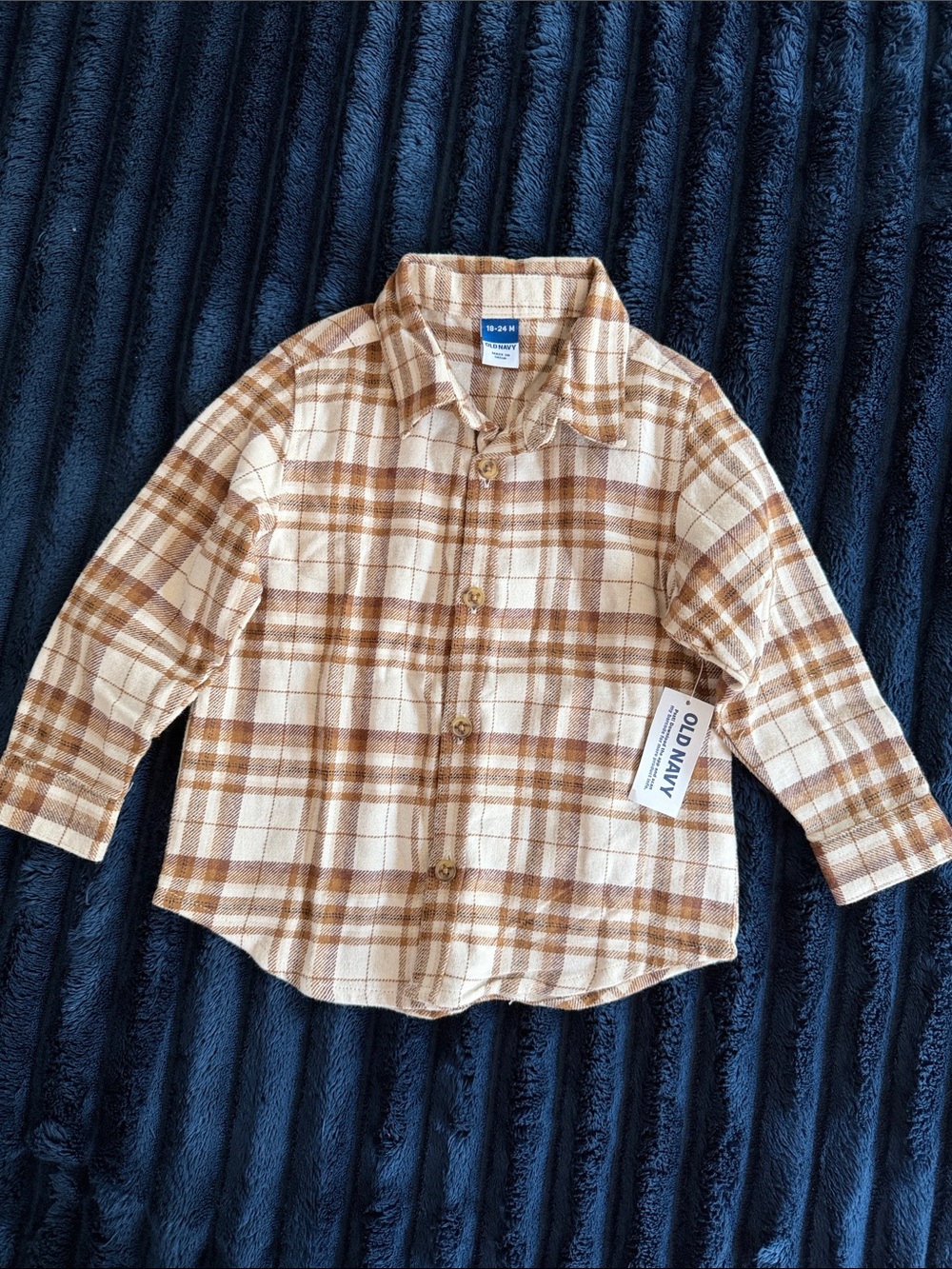 Old Navy Brown & Cream Plaid Button-Down Shirt for Kids